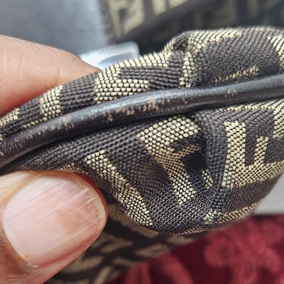 FENDI Zucchino Canvas Mamma Baguette Crossbody Bag - Picture 6 of 11